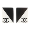 Chanel CC Logo Square Plastic Black White Earrings