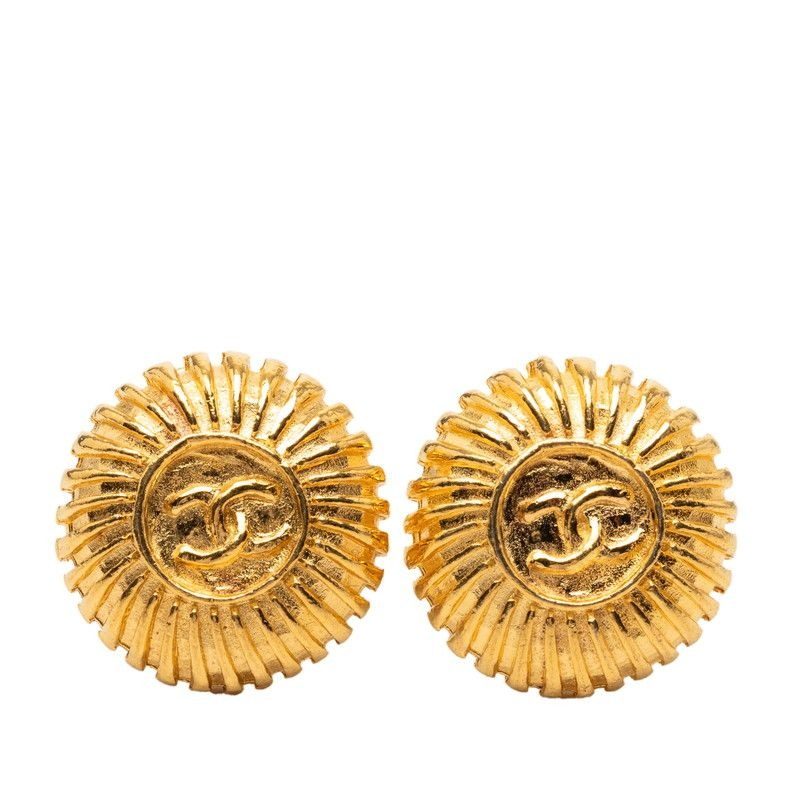 Chanel CC Logo Earrings Gold Plated