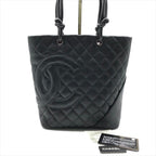 Chanel CC Logo Cambon Leather Tote Black