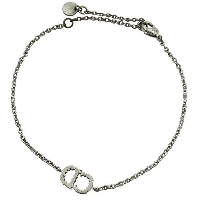 Christian Dior Bracelet Bangle Clair D LUNE CD Logo Metal Rhinestone Silver — view 7