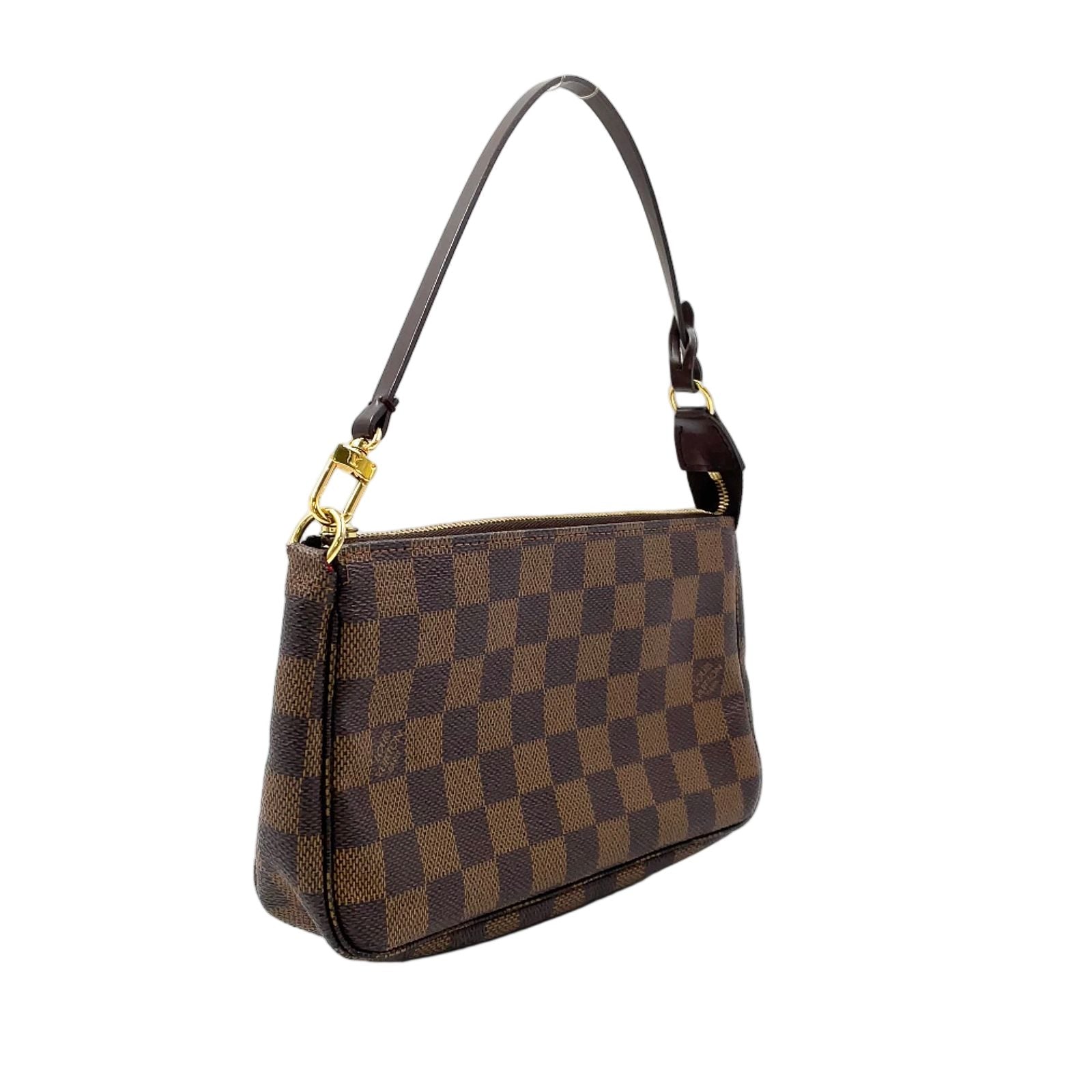 Louis Vuitton Pochette Accessoire Damier Ebene Leather Brown Handbag Gold — view 2