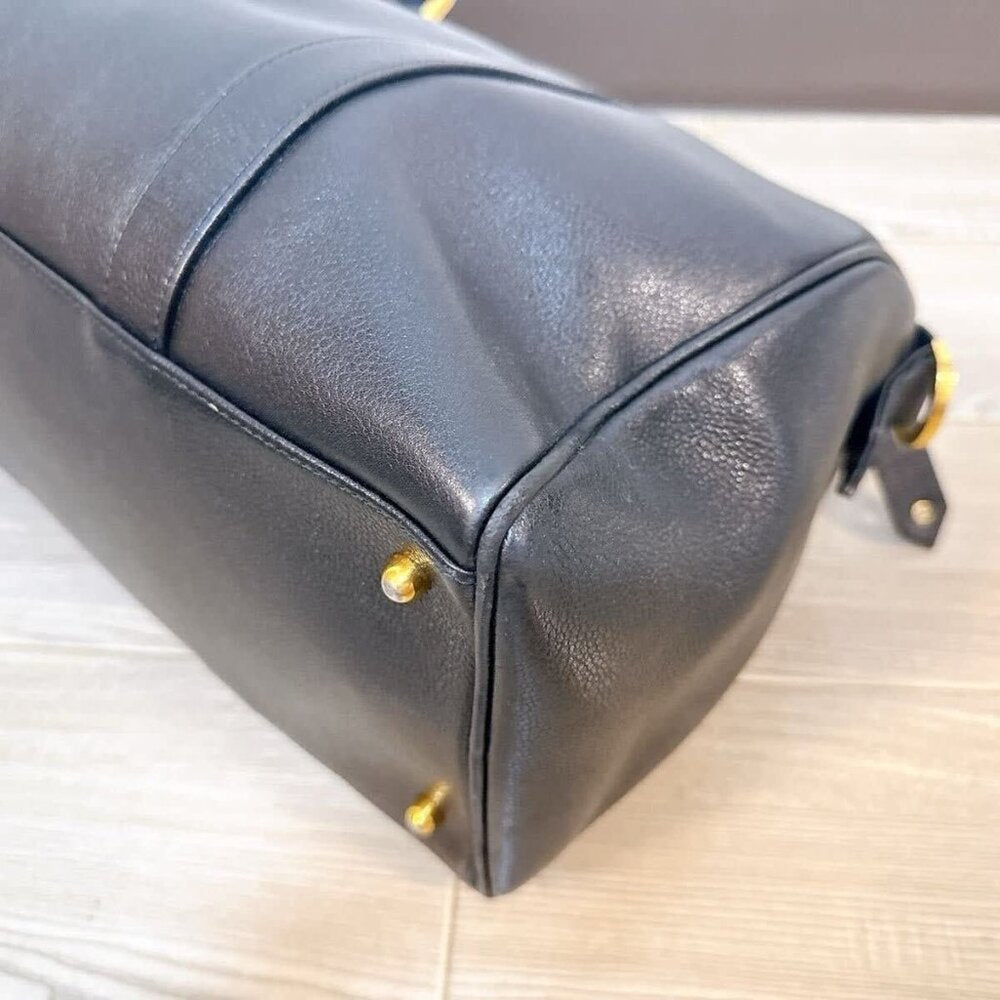 Chanel Caviar Leather Large Bowler Bag Travel Duffle Black CC Tote
