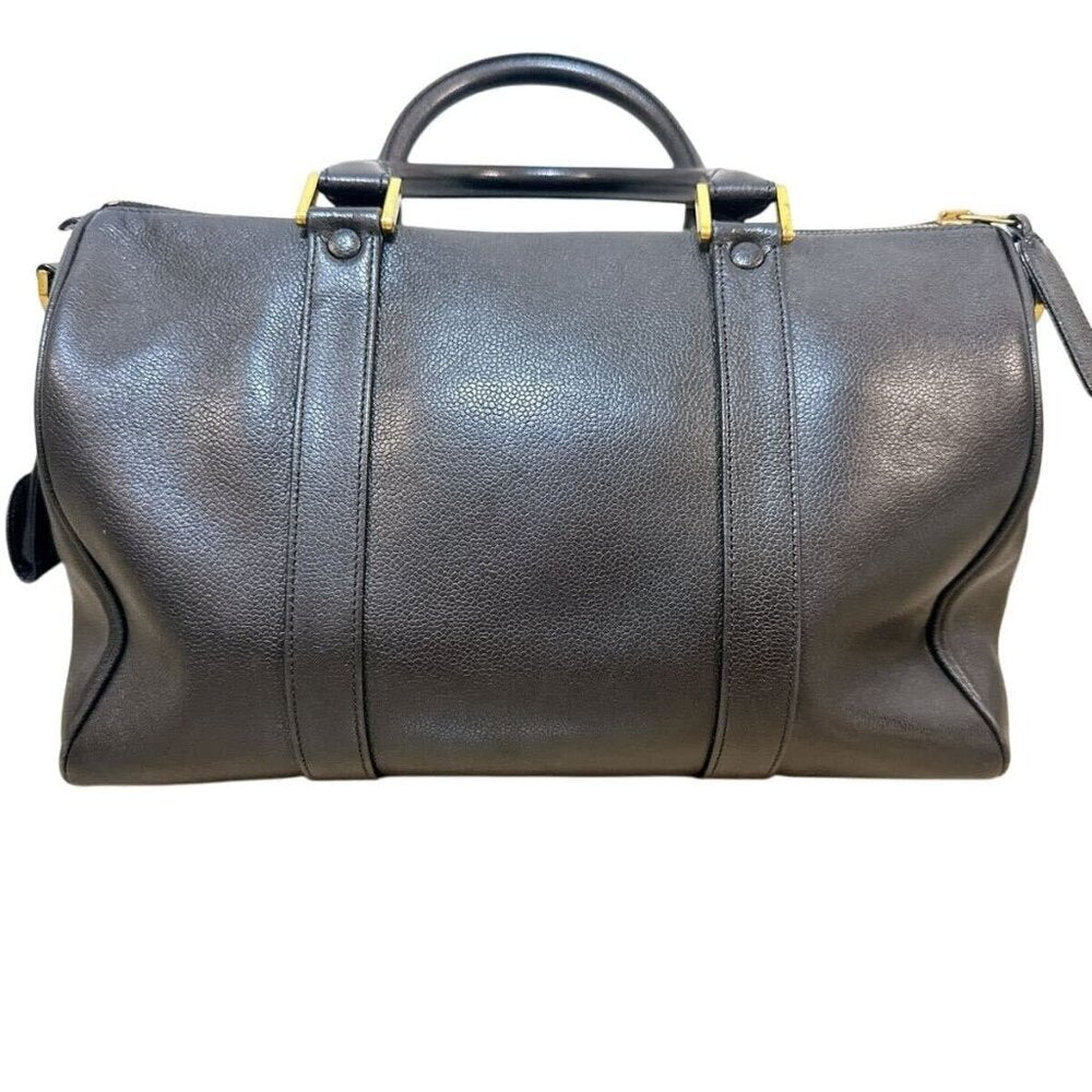 Chanel Caviar Leather Large Bowler Bag Travel Duffle Black CC Tote