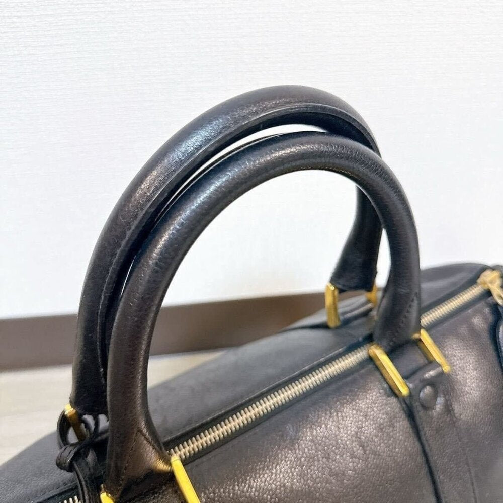 Chanel Caviar Leather Large Bowler Bag Travel Duffle Black CC Tote