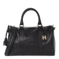 Chanel Caviar Leather Large Bowler Bag Travel Duffle Black CC Tote