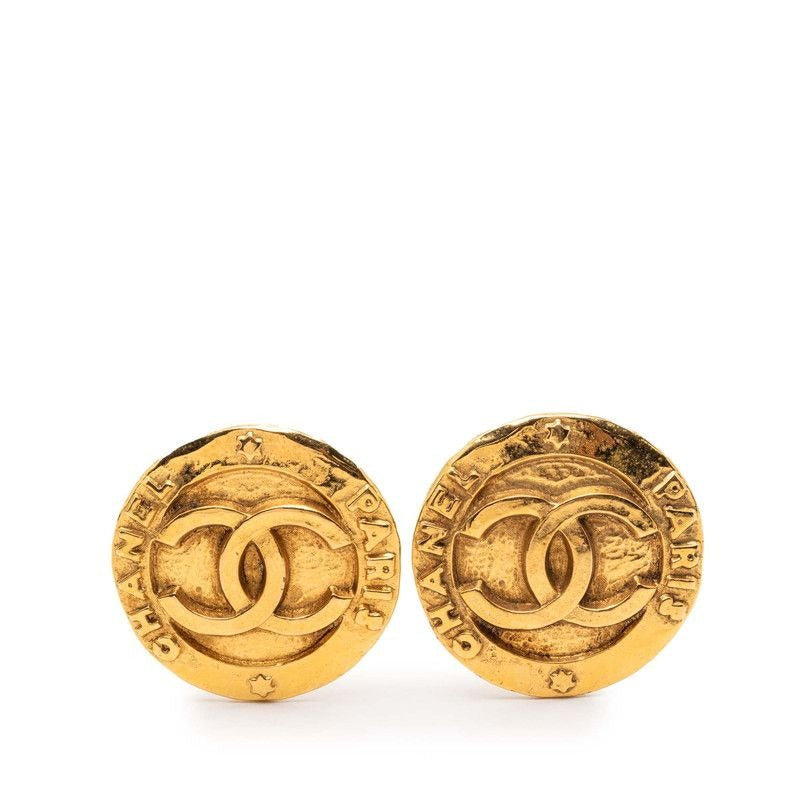 Chanel Vintage Coco Mark Round Gold Plated — view 2