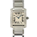 Cartier Tank Francaise SM Watch Diamond Bezel 18k White Gold Quartz
