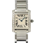 Cartier Tank Francaise SM Watch Diamond Bezel 18k White Gold Quartz