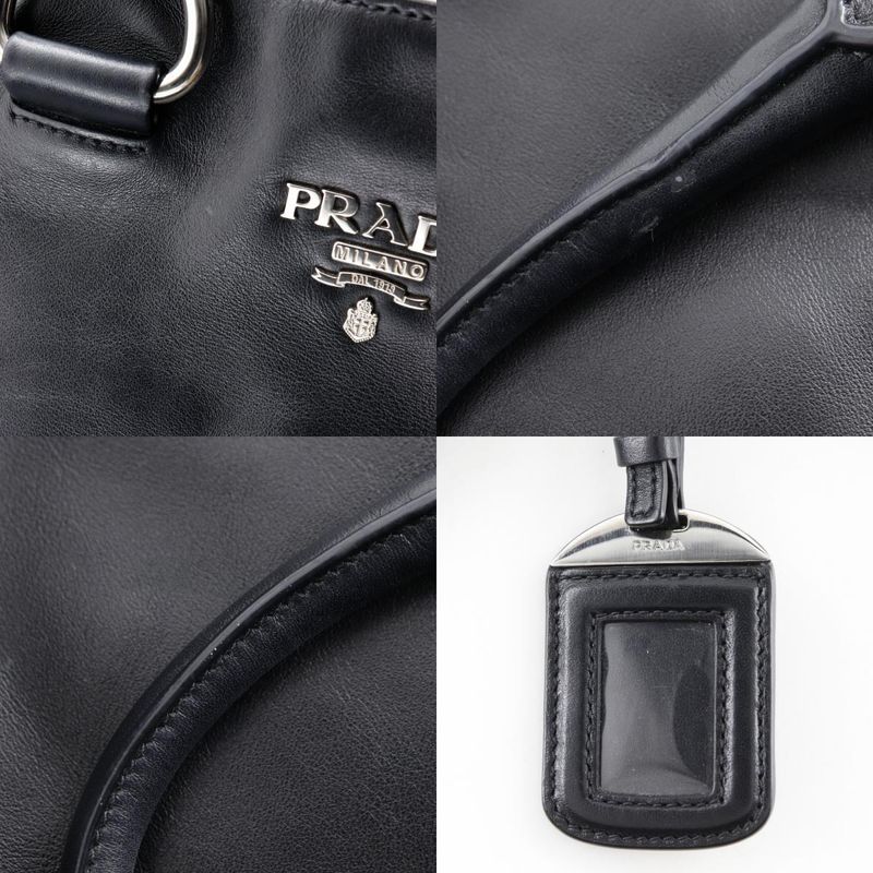 Prada Logo Ws7654 Leather Black Tote Bag — view 8
