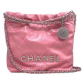 Chanel 22 Mini Shoulder Bag As3980 Shiny Calfskin Logo Chain Pink