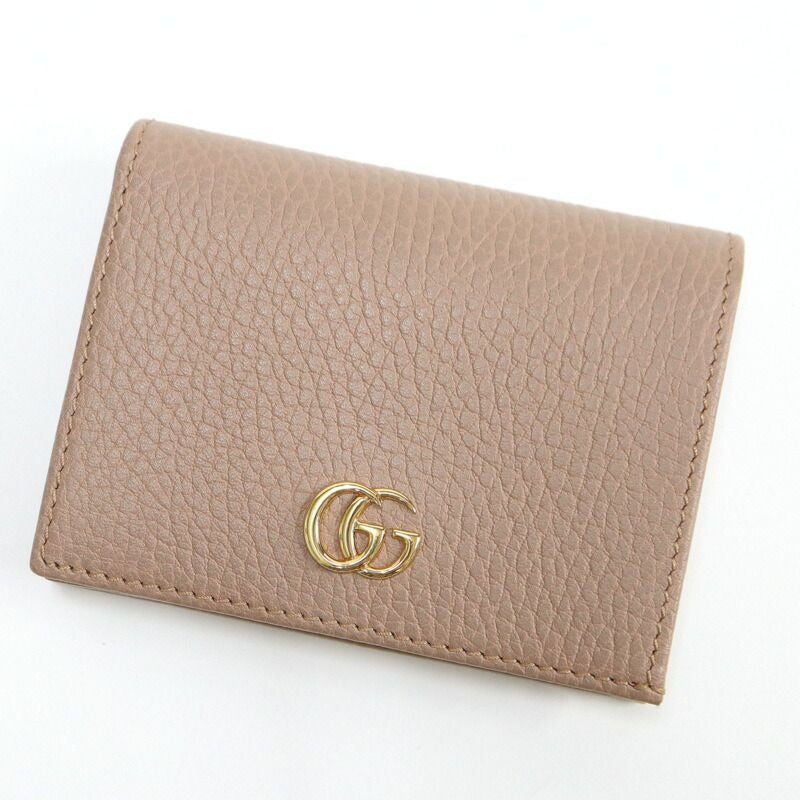 Gucci Bifold Wallet GG Marmont Leather Pink Beige