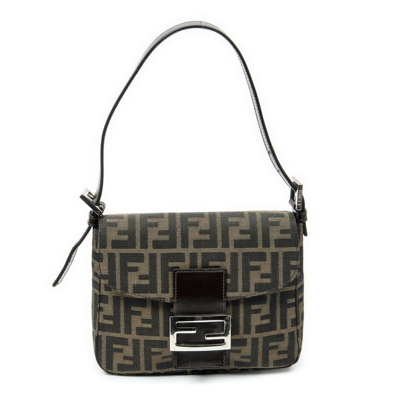 Fendi Square Flap Tongue Dark Brown Zucca Canvas — view 2