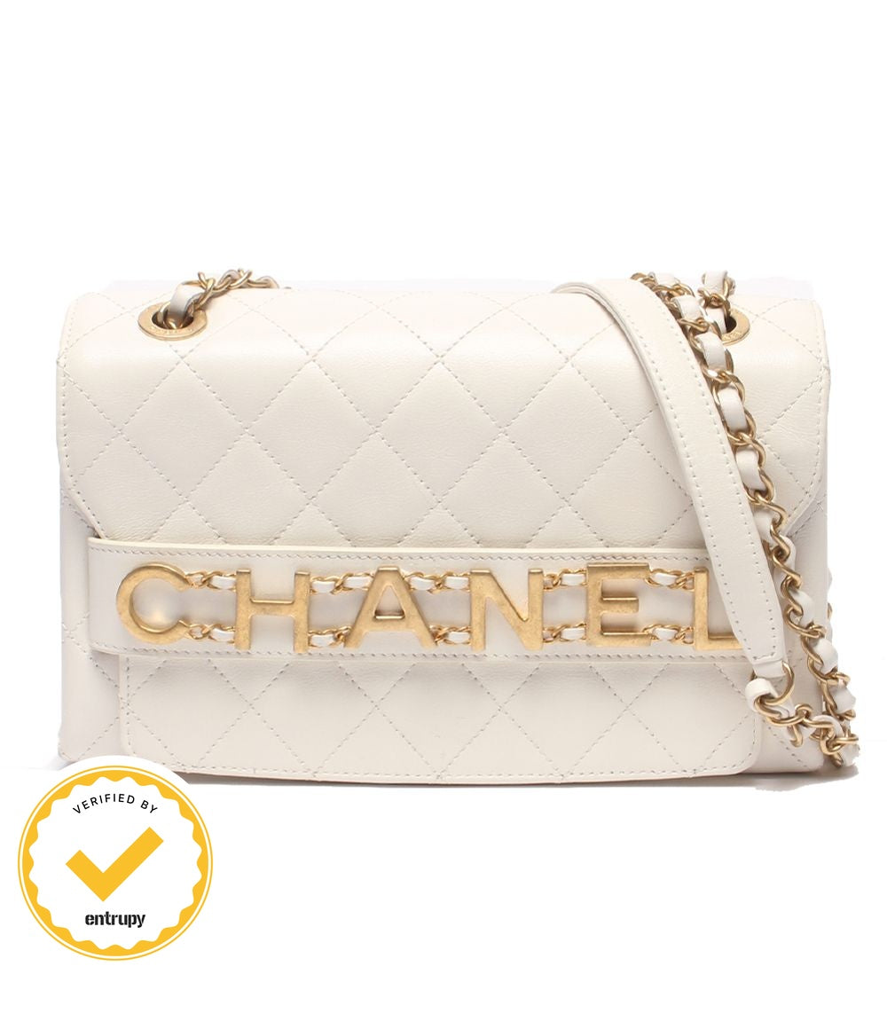 Chanel Chain Shoulder Bag Crossbody Gold Single Flap Double Quilted