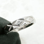 Chanel Quilted Diamond Platinum Ring 49 — view 6