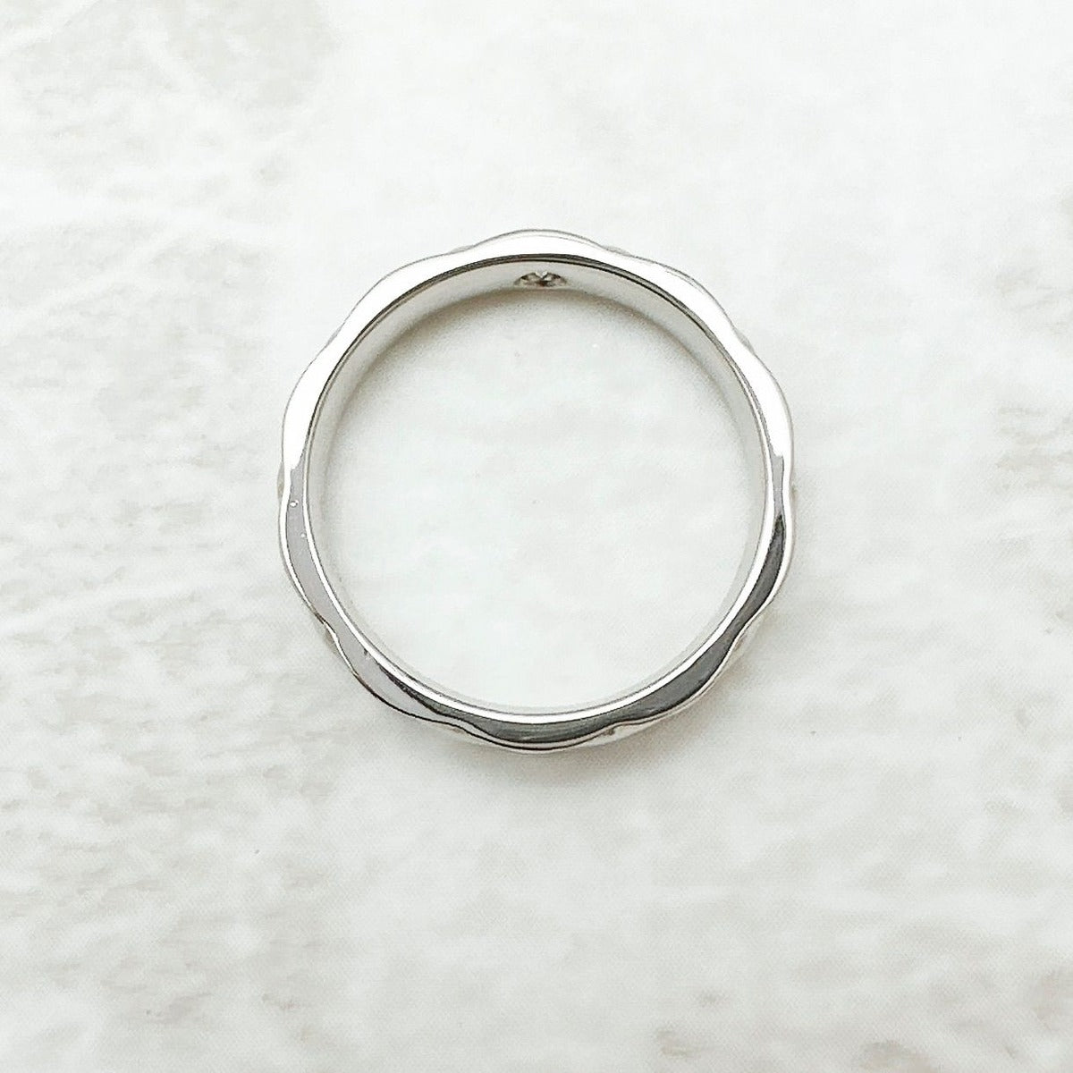 Chanel Quilted Diamond Platinum Ring 49 — view 7