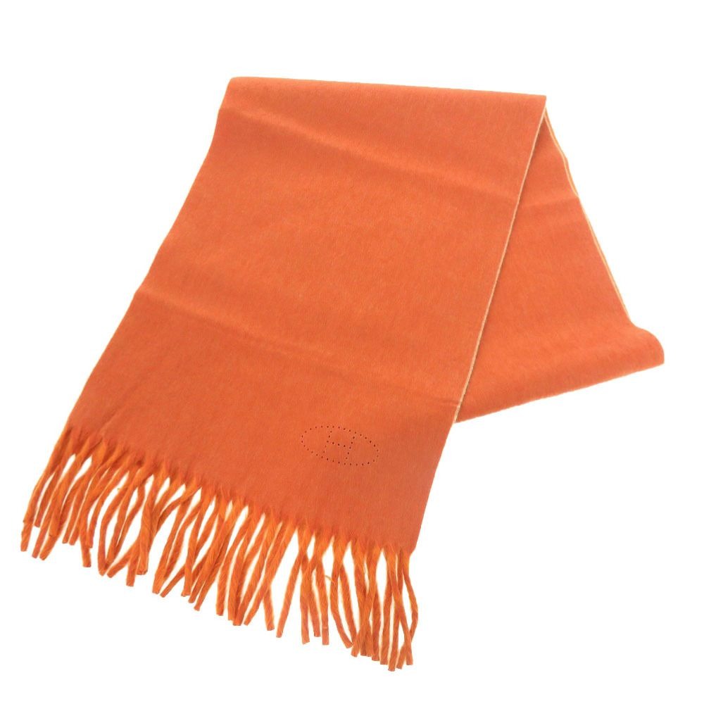 Hermes Logo Cashmere Orange Scarf