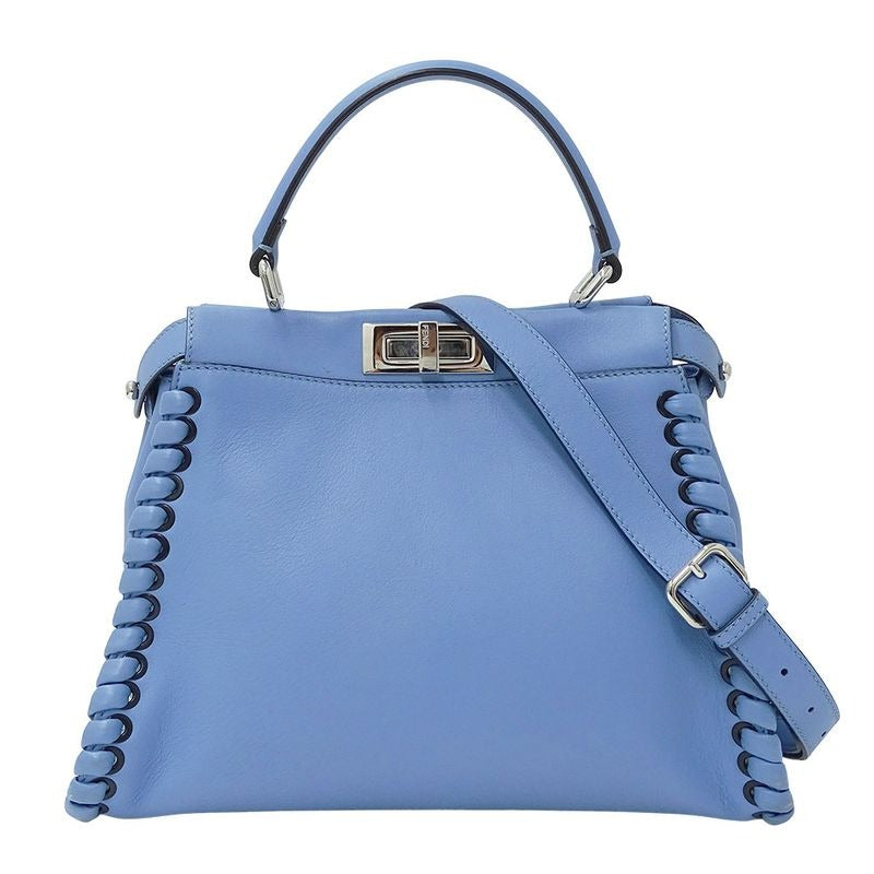 Fendi Bag Shoulder 2-Way Leather Pea Cub Regular Blue