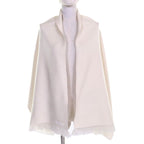 Hermes Chevron Zoom 100% Cashmere Leather With Logo Patch Fringe Shawl Scarf — view 3