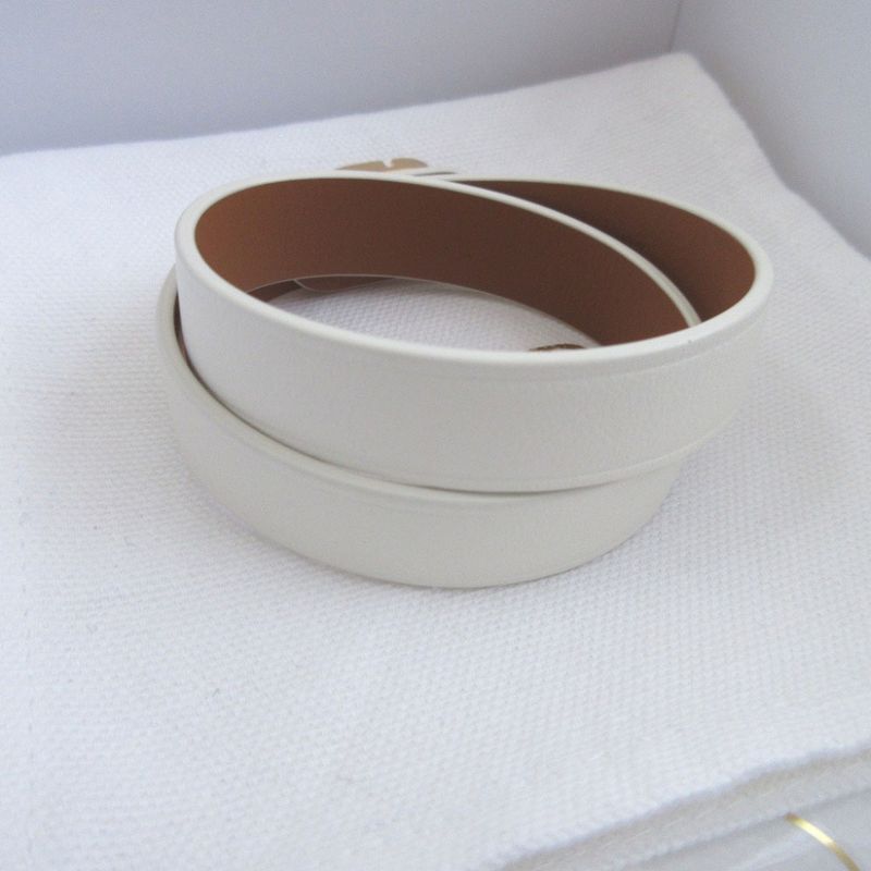 Christian Dior 30 Montaigne B1760 M Size Leather Ivory White Double Bracelet Belt — view 4