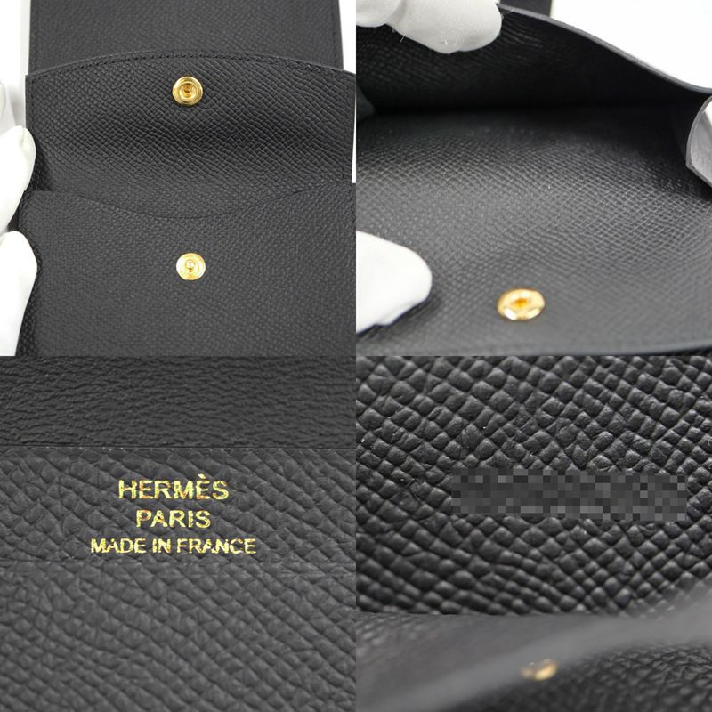 Hermes Bearn Mini Bifold Wallet Black Gold Hardware Veau Epsom Noir — view 9