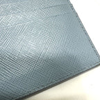 Prada Card Case with Embossed Logo 1 Mc025 Saffiano Leather Light Blue — view 9