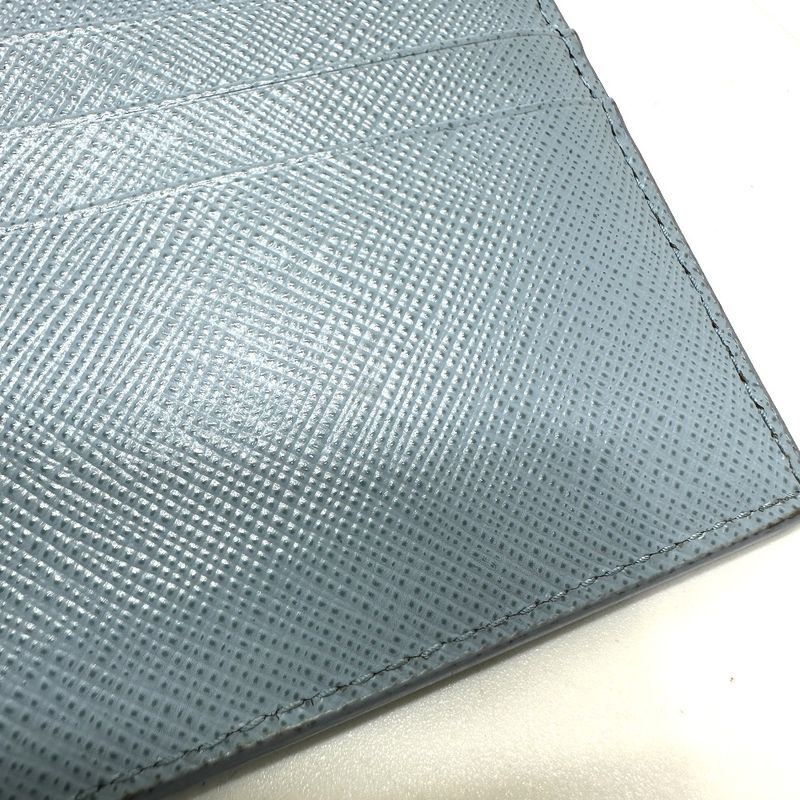 Prada Card Case with Embossed Logo 1 Mc025 Saffiano Leather Light Blue — view 9