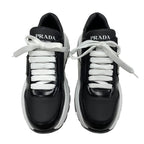 Prada Sneakers Shoes Leather Black White Triangle Logo — view 2