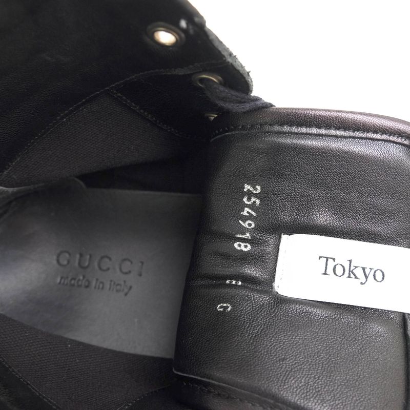 Gucci Shoes Sneakers High Cut Men Cotton Canvas Leather Black — view 8