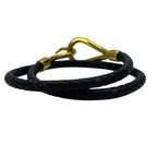 Hermes Bracelet Choker Necklace Jumbo Leather Metal Black — view 4