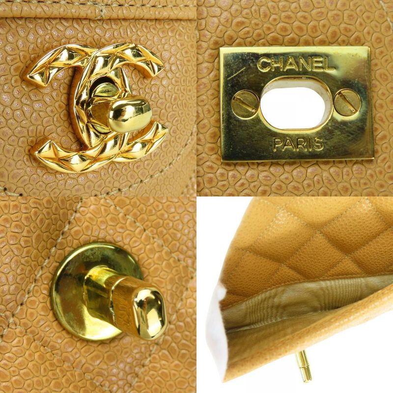 Chanel Shoulder Bag Quilted Caviar Leather Beige Gold Hardware 2 nd — view 3
