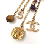 Chanel CC Logo Lion Motif Color Stone Taiga Eye Brooch Gold — view 3