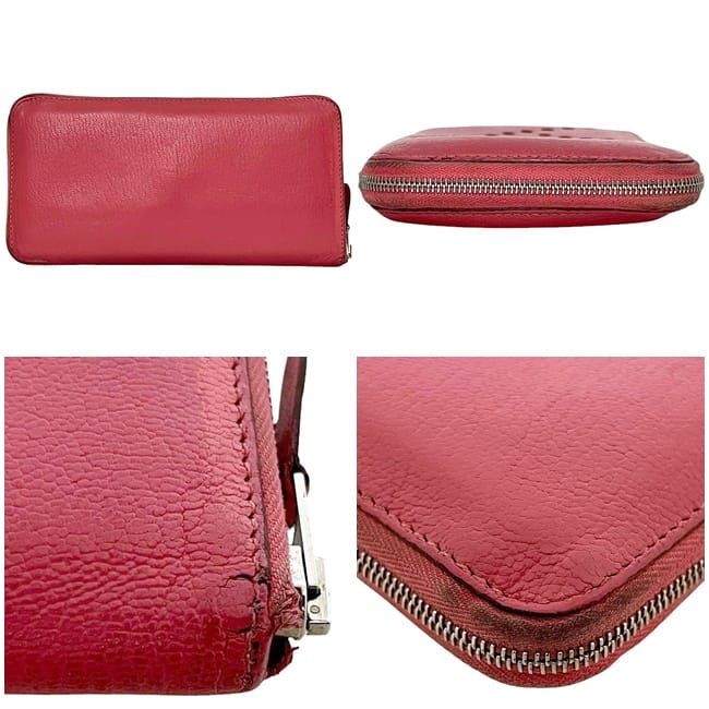 Hermes Round Zipper Long Wallet Azap Pink Rose Lipstick — view 2