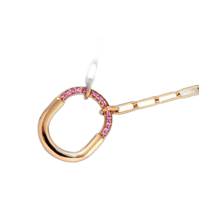Tiffany & Co. Rock Small Pink Saffiano Necklace 18K