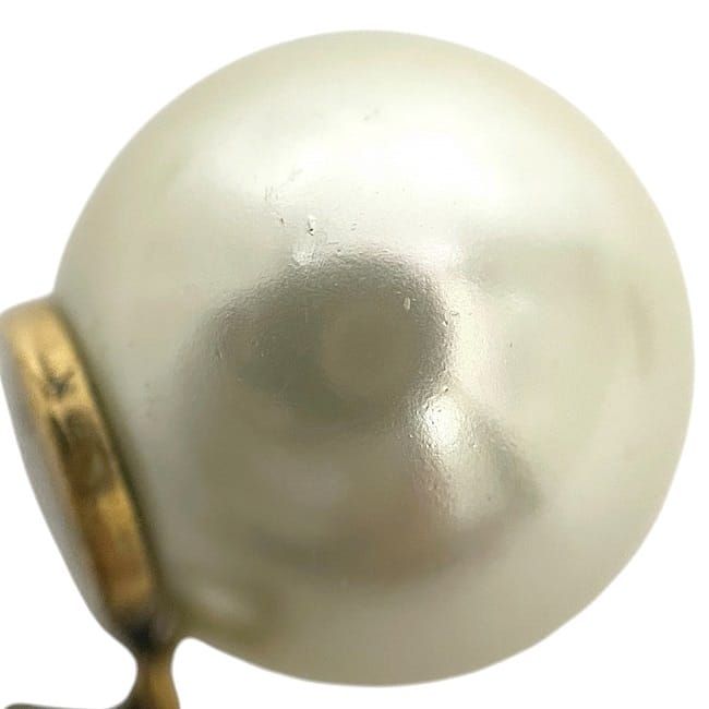 Dior Ja Earrings Gold GP Faux Pearl Rhinestone — view 8