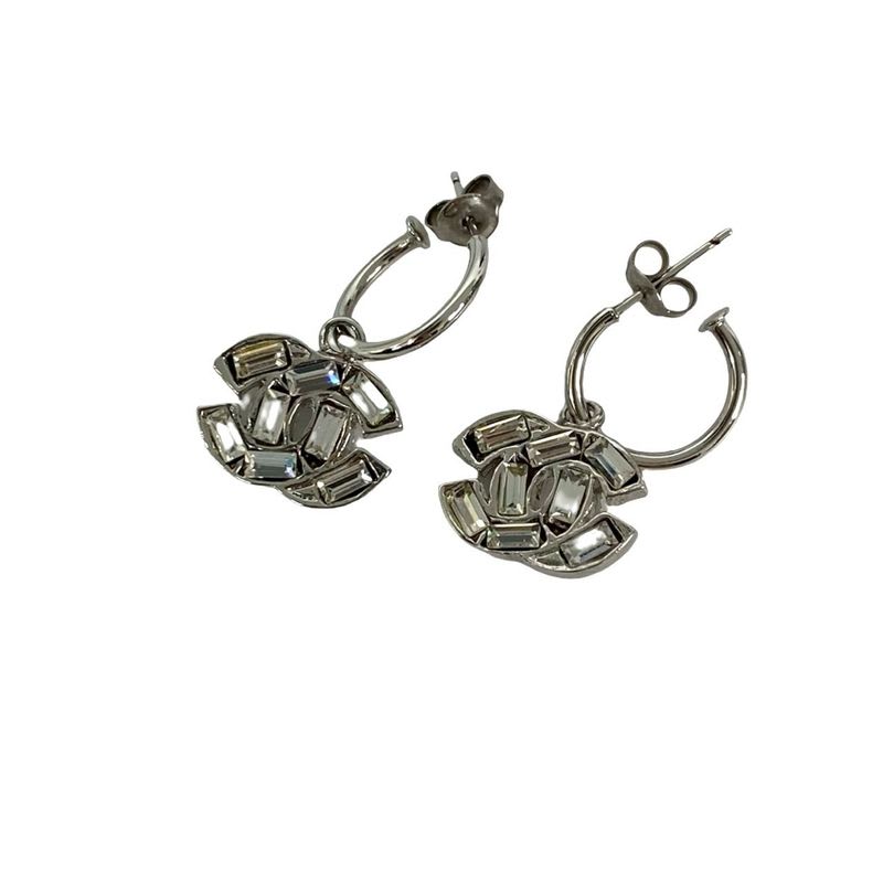 Chanel Coco Mark Motif Plated Rhinestone Earrings Accessories 01P — view 4