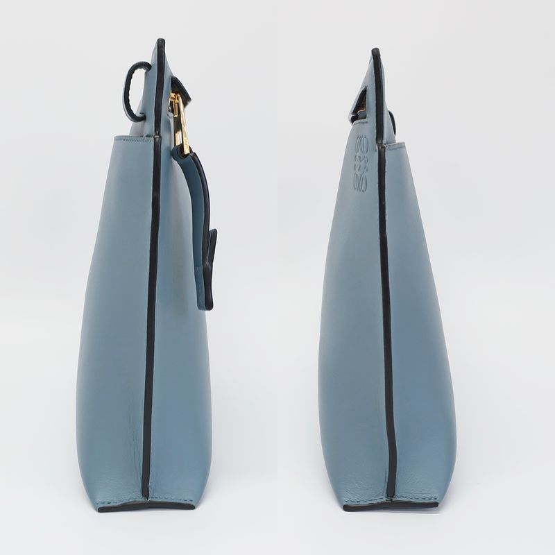 Loewe T Pouch Shoulder Bag Anagram Light Blue Gold Hardware — view 5