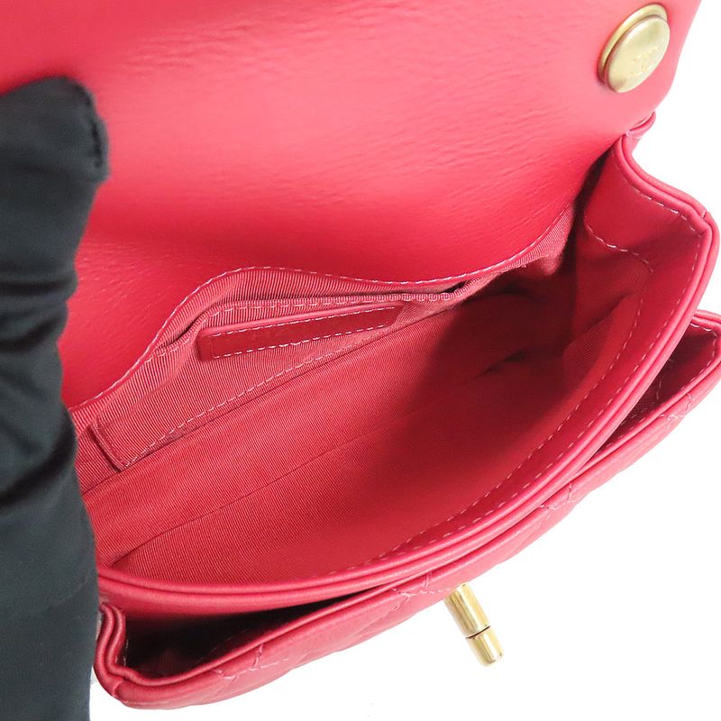 Chanel Top Handle Mini Flap Bag Pink As1226 Quilted Lambskin — view 9