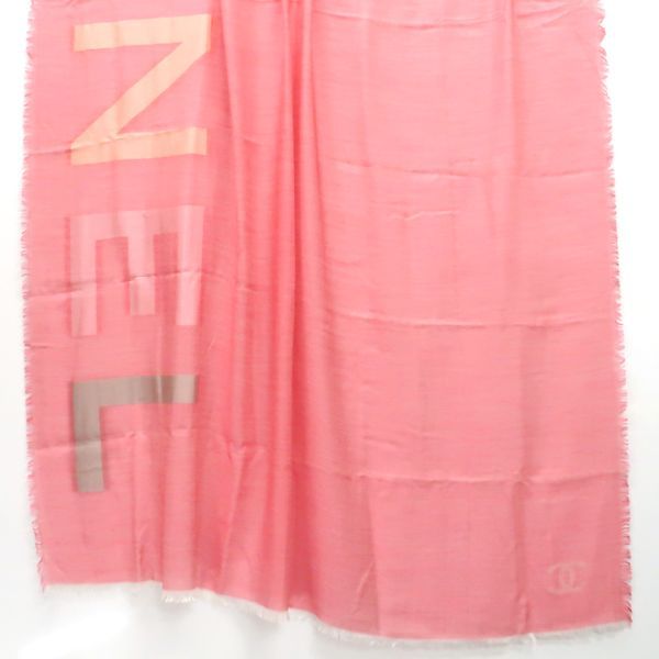 Chanel Shawl Cashmere Silk 120 200 cm Pink Logo Coco Mark — view 3