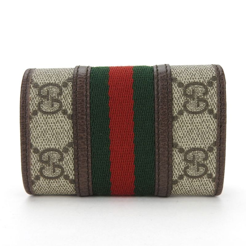 Gucci Key Case Off Deer Sherry GG Supreme Canvas Leather Beige Green Red — view 3