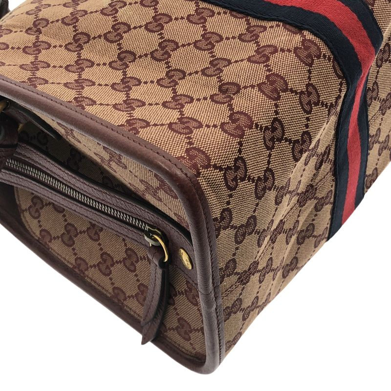 Gucci Ophidia GG Canvas Shoulder Bag Red — view 9
