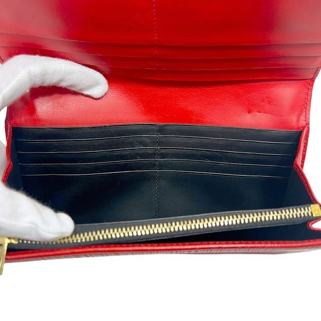 Loewe Bifold Long Wallet Red Linen 10188 K98 Leather — view 4
