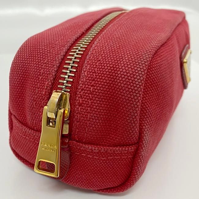 Prada Pouch Red 1 N0175 Small Bag Canvas Leather — view 5