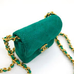 Chanel Suede Mini Chain Shoulder Bag Green — view 7