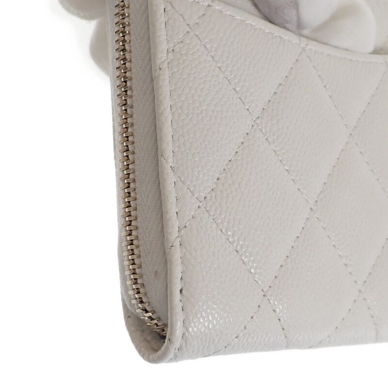 Chanel Small Wallet Ap3999 Coin Case Caviar Leather White Gold Hardware — view 9