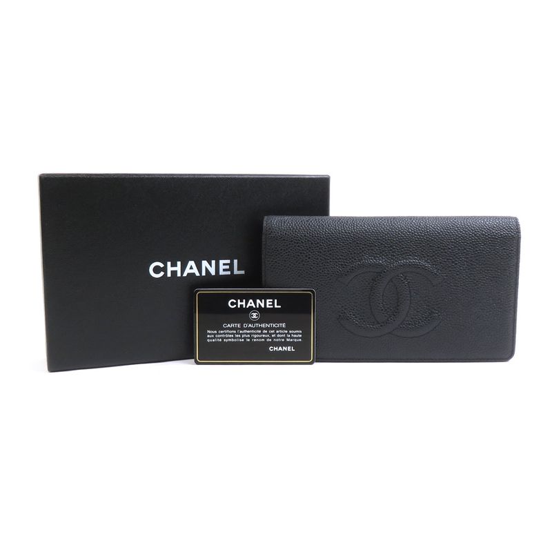Chanel Bifold Long Caviar Black Wallet — view 8