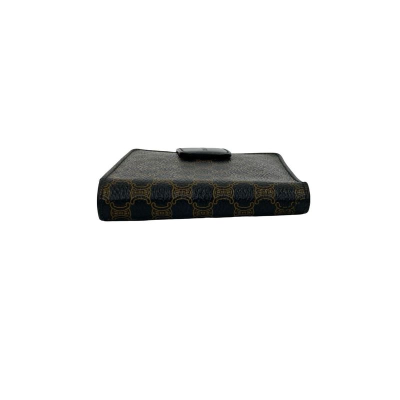 Celine Vintage Macadam Blason Triomphe Pattern Leather Bifold Wallet Mini — view 4