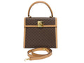 Celine 2-Way Shoulder Bag M 13 Macadam Pattern Leather Brown Gold