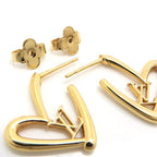 Louis Vuitton Book De Reuil Heart Fallen Love PM Earrings Gold Color GP — view 6