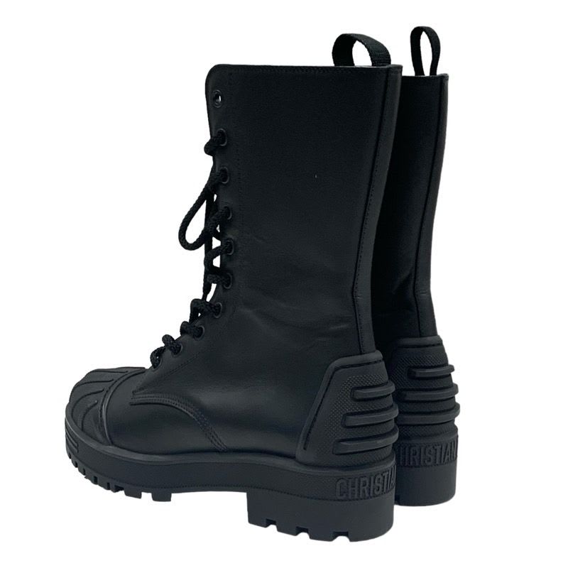 Christian Dior Boots Short Shoes Leather Rubber Black Middle Logo — view 4