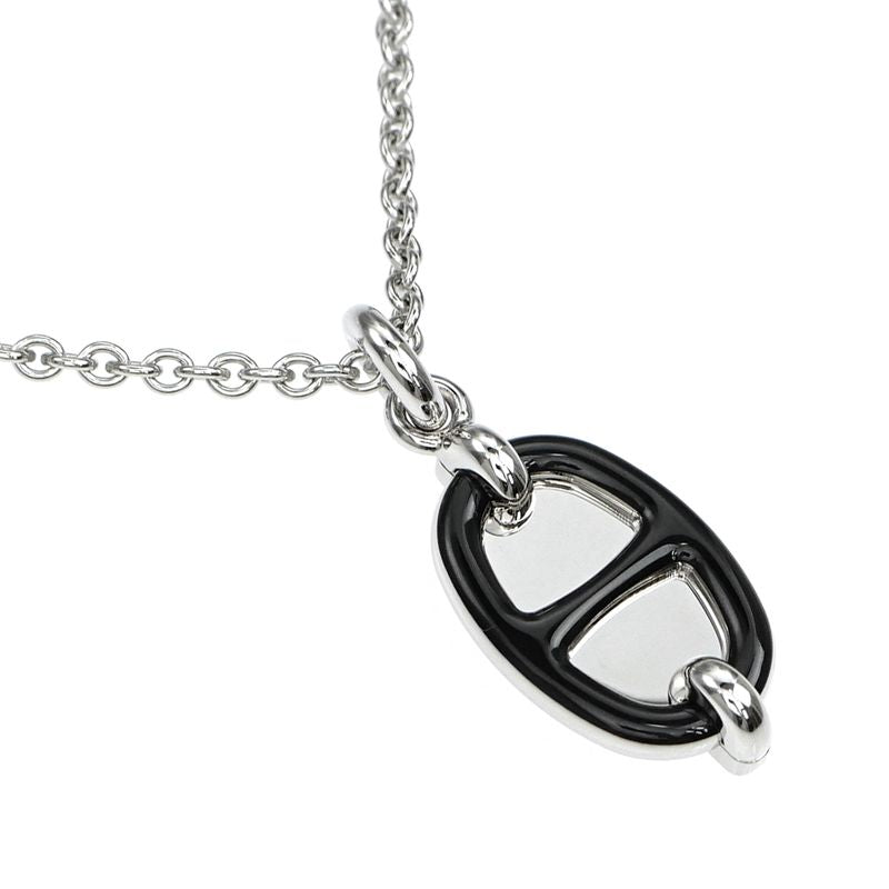 Hermes Necklace Mini Maillon PM Black Silver-color Chaine D'ancre — view 4